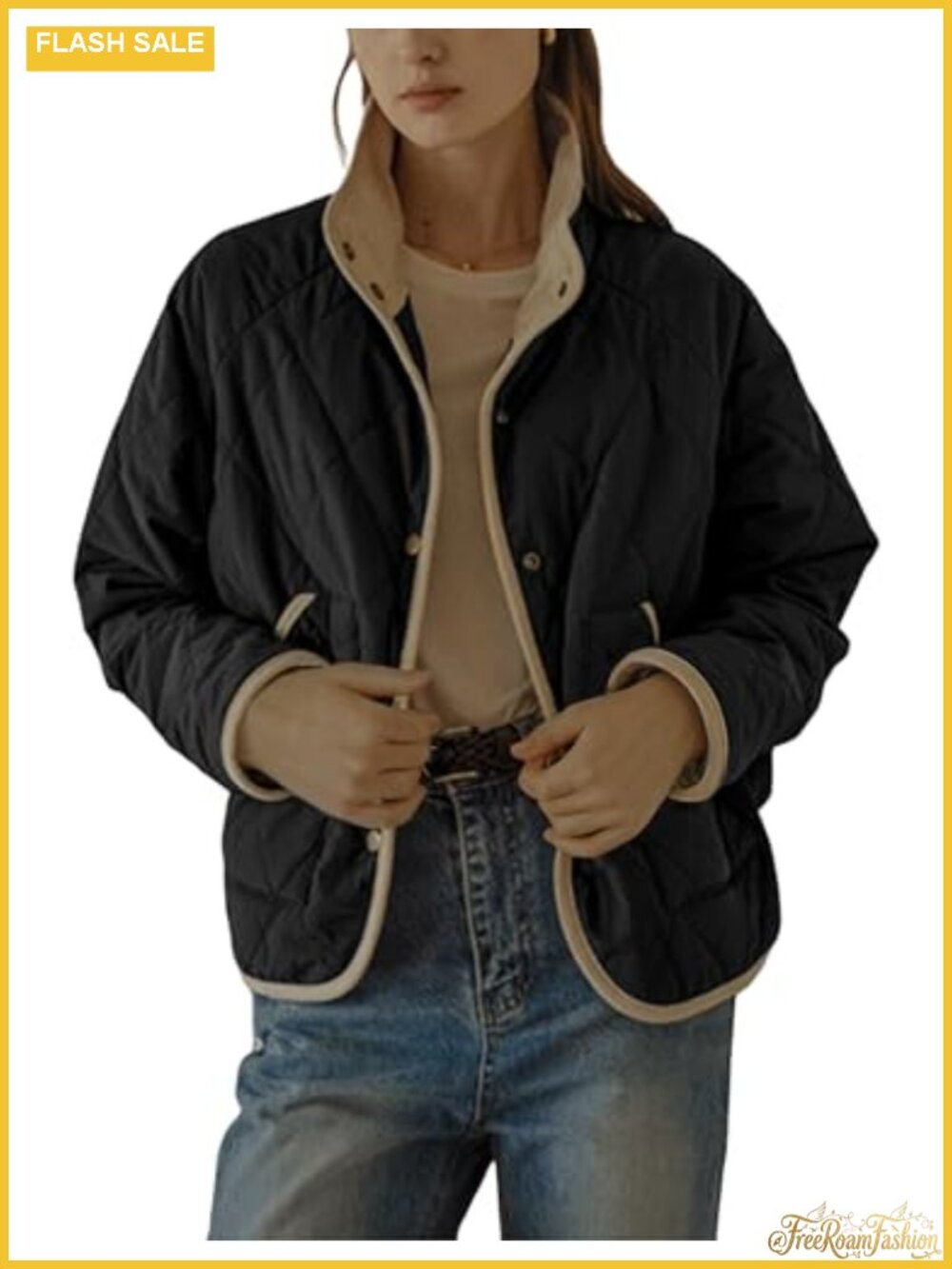 Women's Quilted Button Down Puffer Jacket Lightweight Padded Coat with Pockets